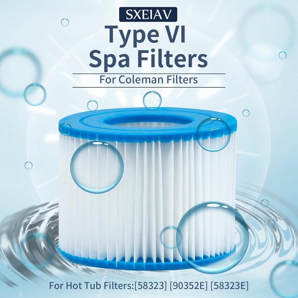 SnelShoppen - Type VI Spa Filter en Hot Tub Filter Vervangingscartridge voor Inflatable Hot Tub - 12-Pack - Voor Coleman SaluSpa - Onderhoud, Reinigin