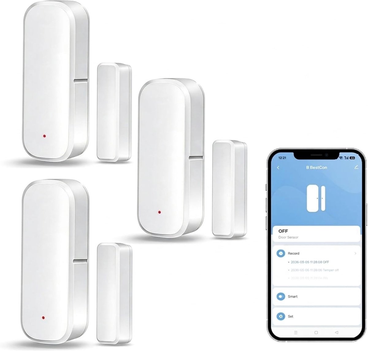 SnelShoppen - Smart Zigbee Deur en Raam Sensor 3 Pack, Compatibel met Alexa/Google Home/Home Assistant, Draadloze Detector voor Raamcontact Alarm, Gee