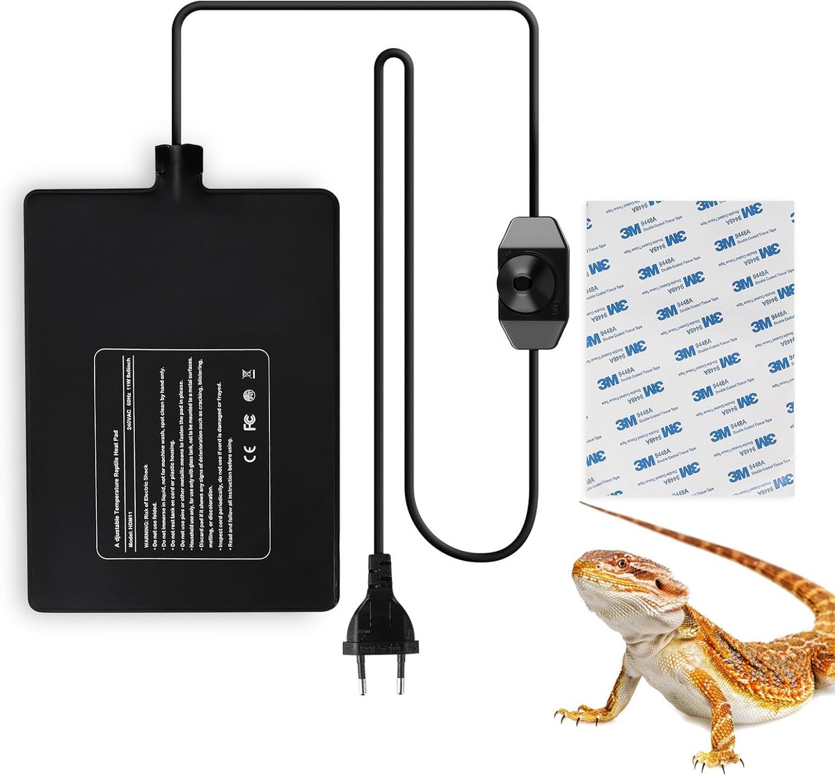 SnelShoppen - Reptielverwarmingsmat 11W - Verstelbare Temperatuur 0-50°C - Terrarium Mat voor Schildpad, Slang, Hagedis, Gecko, Spinnenweb - 15x20 cm