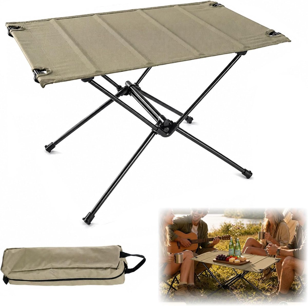 SnelShoppen - Opvouwbare Campingtafel 60x40 cm, Ultralicht met Draagtas, Perfect voor Kamperen, Vissen, Picknicken en Tuin Gebruik