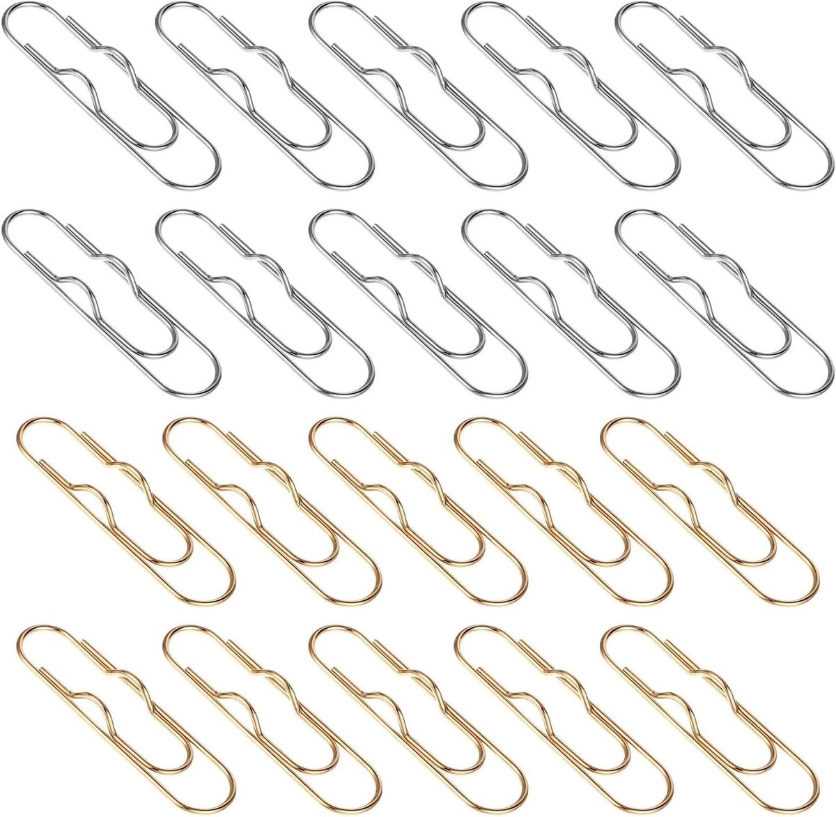 SnelShoppen - 20 Stuks Metalen Penklemmen - Multifunctionele Paperclips - Draagbare Penhouder - Jumbo Paperclips - Zilver en Goud - Voor Notitieboek,