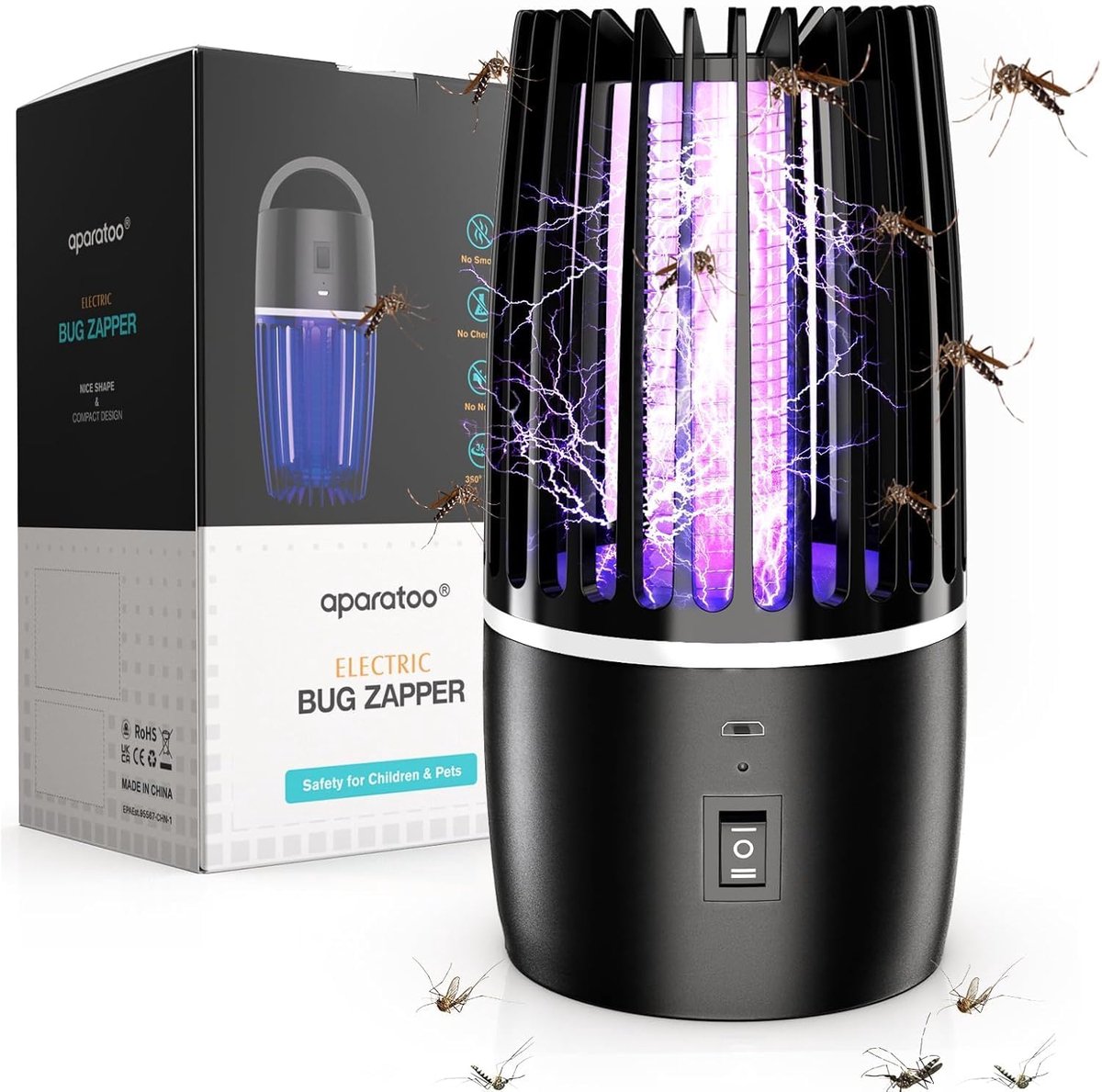 SnelShoppen - Mosquito Lamp 4200V, Elektrische Insectenverdelger UV, IPX4 Waterdichte Anti-Muggen Lamp voor Buiten, Muggenval en Vliegenvanger, Ideaal