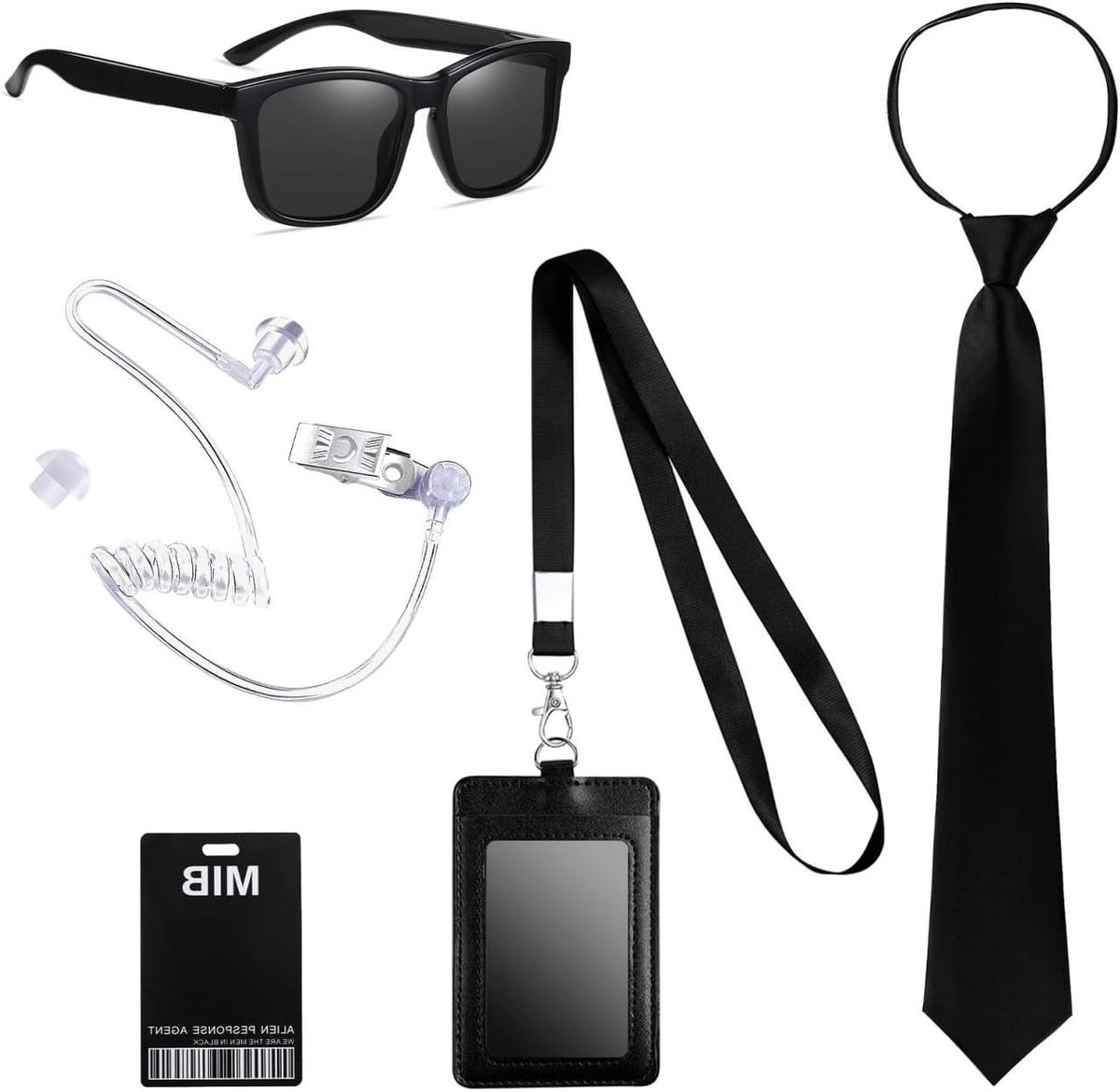 Zwarte Zonnebril en Hoofdtelefoon Set voor Secret Agent Kostuums - Perfect voor Feestjes en Verkleedpartijen voor Volwassenen en Kinderen