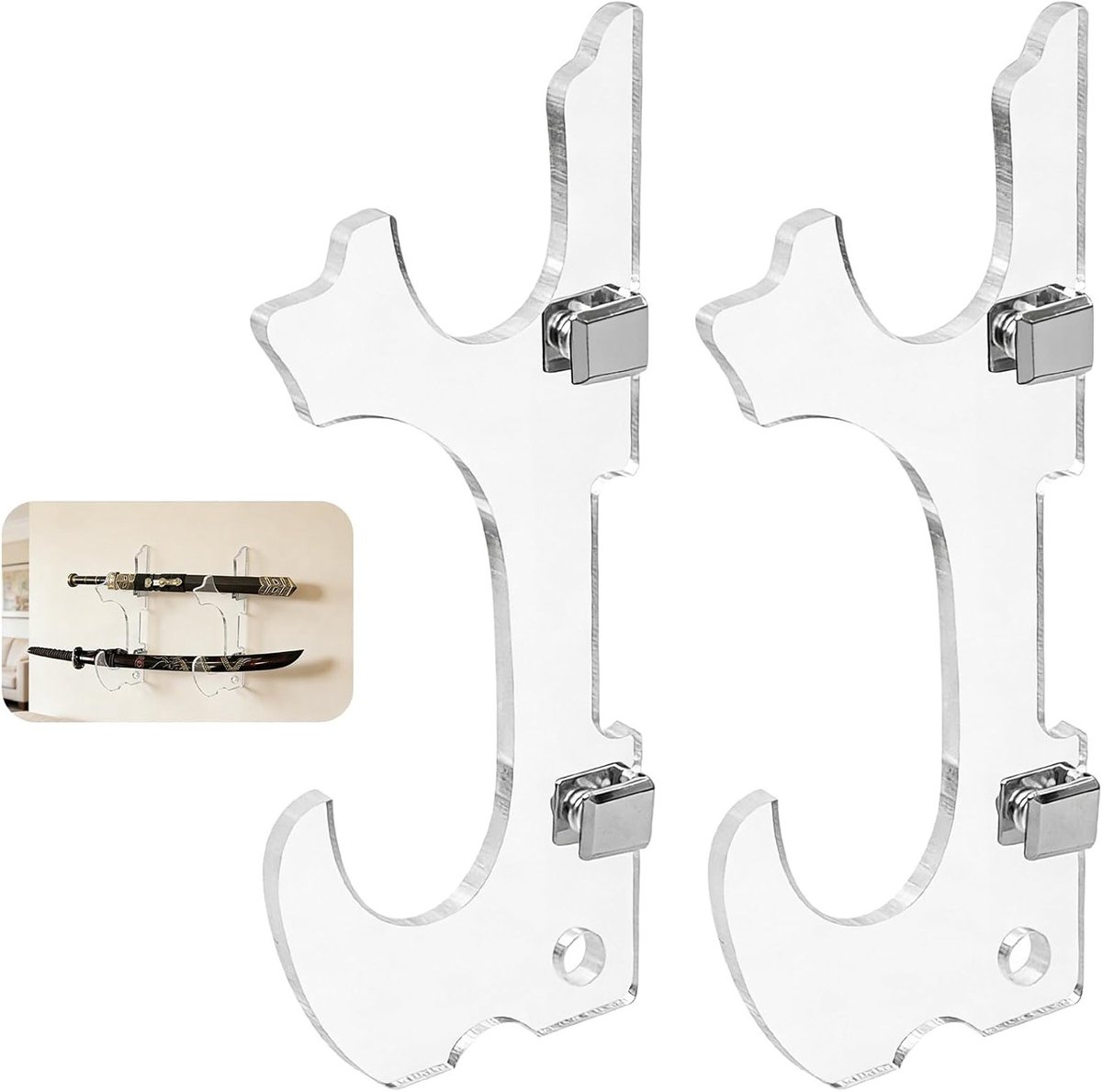 Acryl glazen zwaardhouder – wandmontage voor katanas, 15 cm hoog, 4 cm groefbreedte, ideaal voor cosplay en veilige presentatie van zwaarden