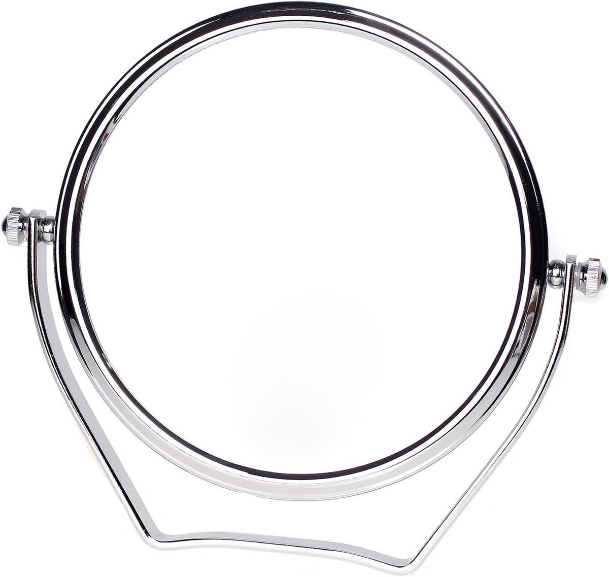 SnelShoppen - Makeup Spiegel met 7 Compartimenten, 15 cm Dubbelzijdige Tafel Spiegel, 360° Draaibaar, Handspiegel, Reisspiegel, Chrome Plated, Normaal
