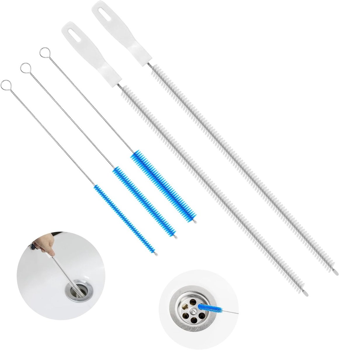 Set van 5 reinigingsborstels, inclusief 2x 45 cm afvoerreiniger en 3 flexibele buisborstel