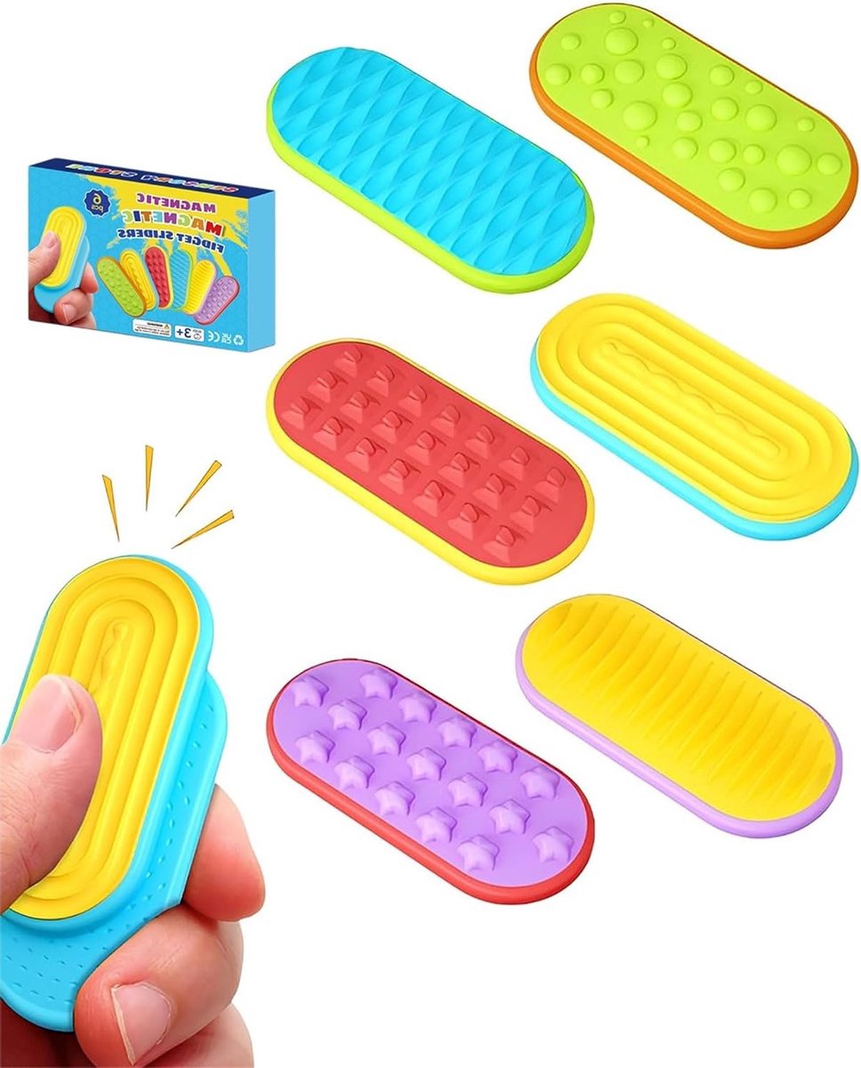 Magnetische Fidget Slider Set van 6 Stuks, Stress Verminderen, Concentratie Verbeteren en Geschikt voor Kinderen en Volwassenen met Autisme of ADHD