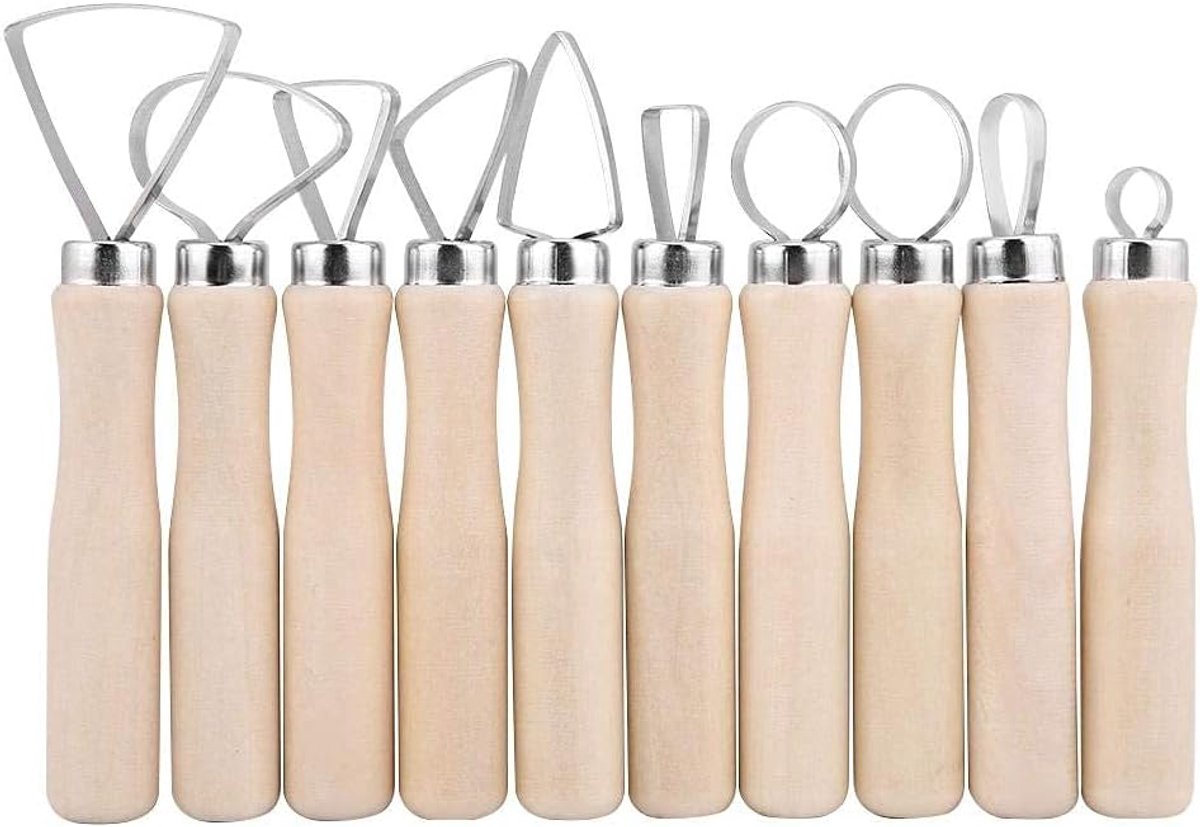 SnelShoppen - 10-delige Poterie Outil Set - Argile Sculptant Outils Céramique - Professionele Modélisation Tools - Houten Handvat - Precisie & Duurzaa