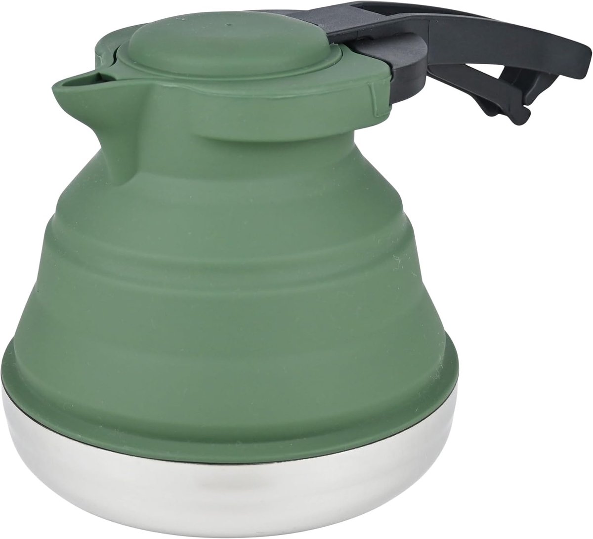 SnelShoppen - Opvouwbare silicone waterkoker 1,2 liter - Groene kleur - Lichtgewicht en duurzame materialen - Ideaal voor camping, fietsen en reizen