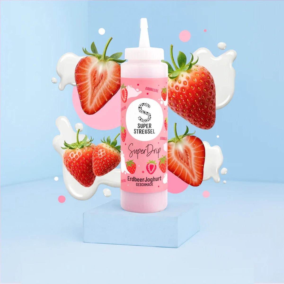 SnelShoppen - Super Drip Taartglazuur Aardbei Smaak - Kant-en-klare Cake Frosting, Royal Icing, Kleurstof, 300g Fles - Perfect voor Taarten, Cake Pops
