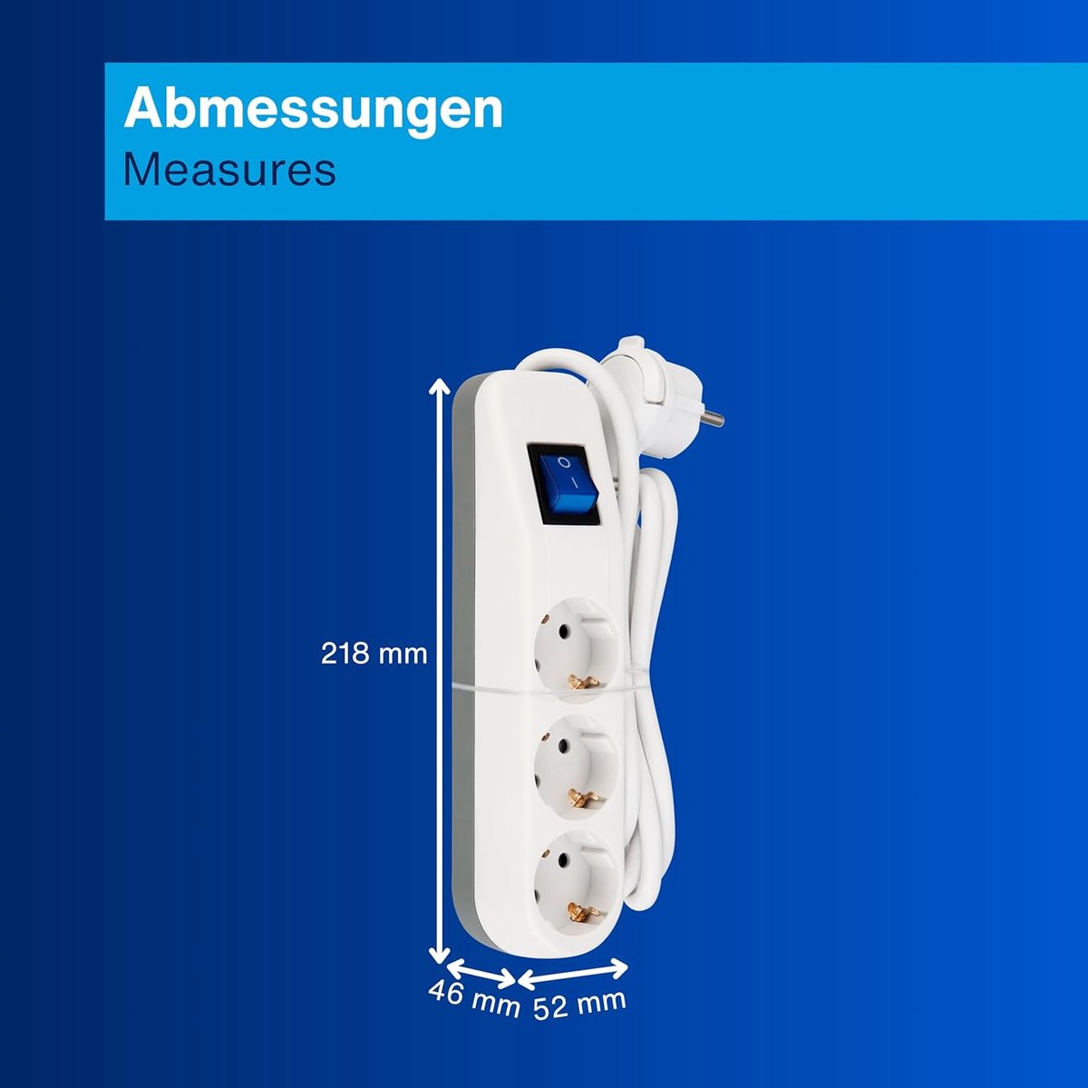 SnelShoppen - Stekkerdoos Ice 3-voudig - Meervoudige Stekkerdoos 3680W met 5m Kabel - Wit voor Thuis, Kantoor, Camping, Tuin