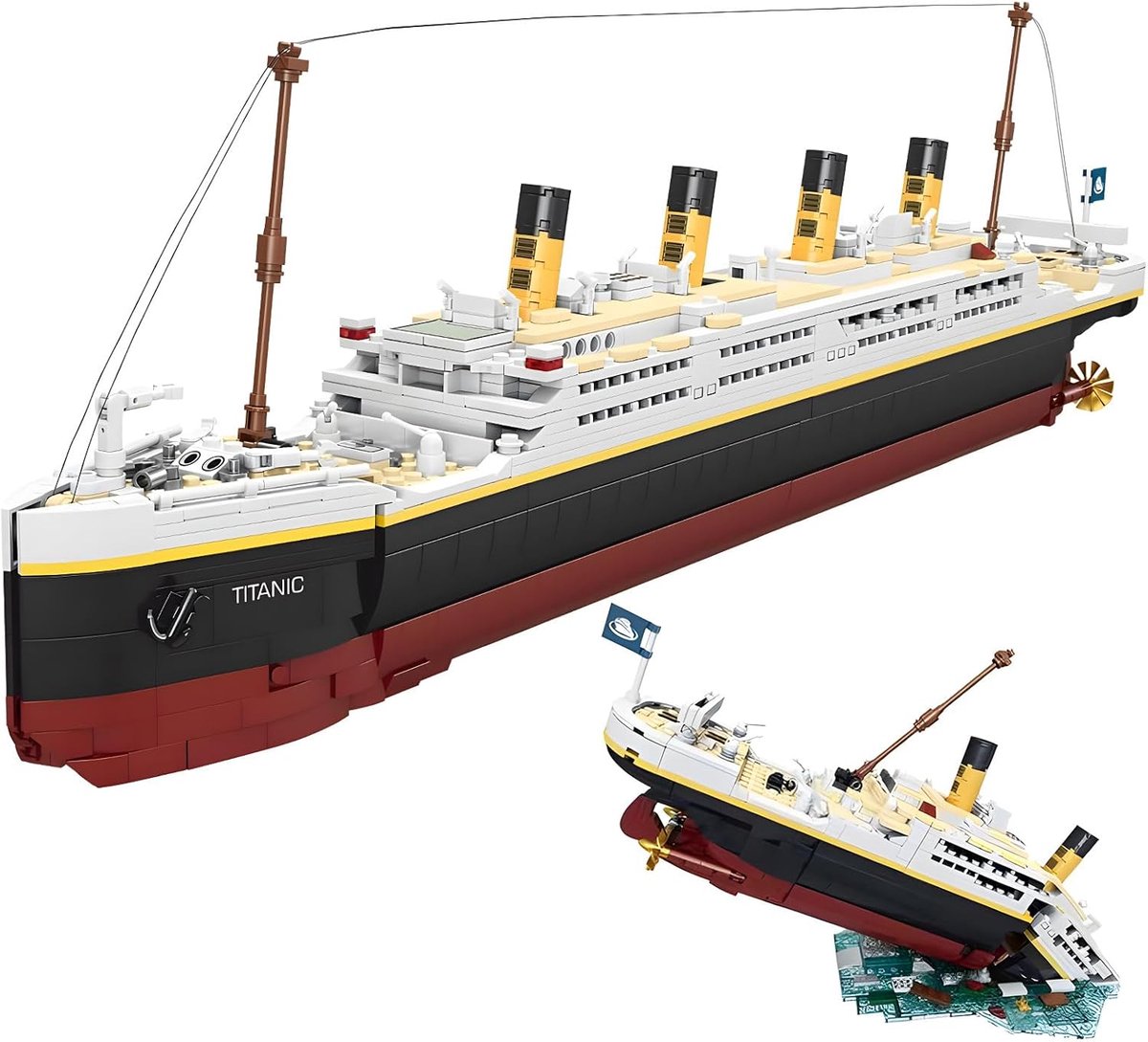 SnelShoppen - 2-in-1 Titanic Bouwset - 2022 Delige Bouwkit van het Titanic Schip met Gletsjer, Modelbouw voor Kinderen en Volwassenen, Perfect Cadeau