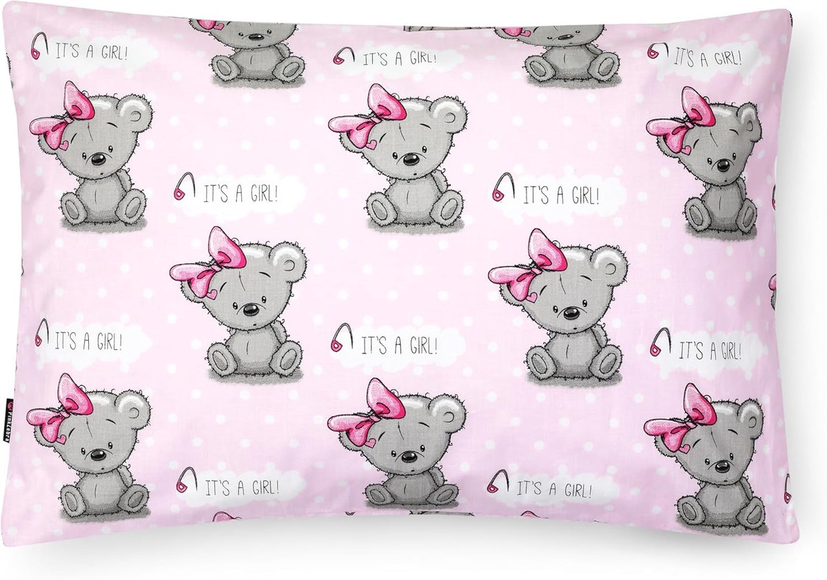 SnelShoppen - Kinderkussenhoes voor Meisjes 25 x 50 cm - 100% Katoen - Oeko-Tex Standaard 100 - Schattige Kussen Cover met Rits voor Baby- en Kinderka