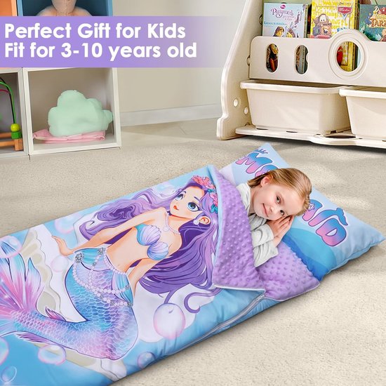 SnelShoppen - Grote Slaapzak voor Meisjes, Napmat voor Kinderen met Verwijderbaar Kussen, Warme Peuter Slaapzak voor Slaapkamer en Kinderdagverblijf, van Snelshoppen — afbeelding 5