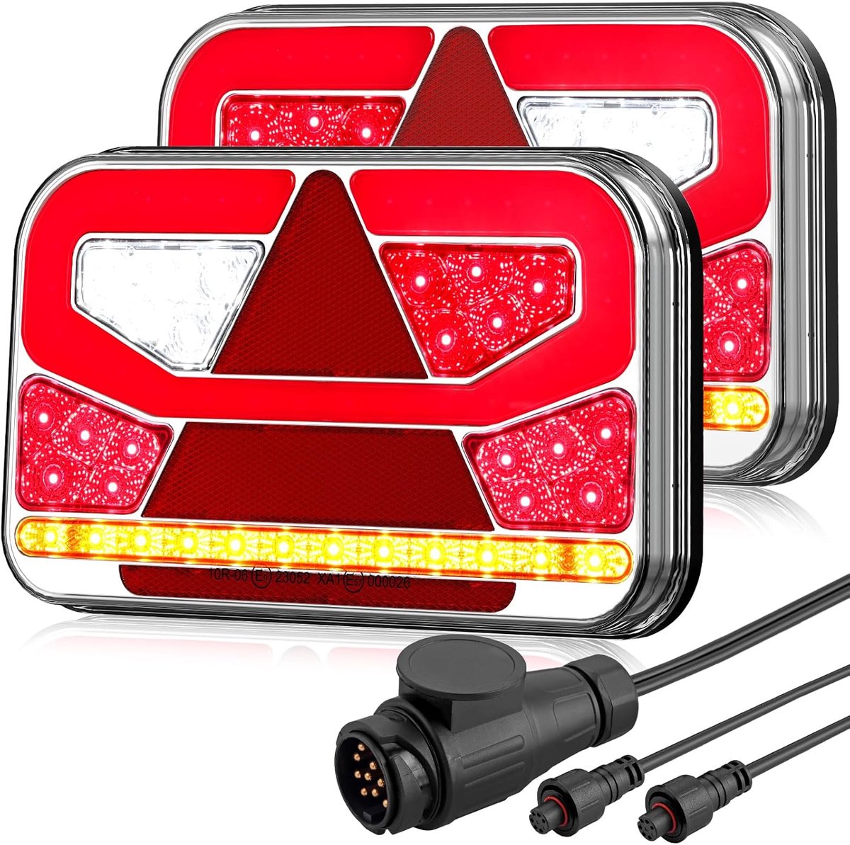 SnelShoppen - 60 LED Trailer Achterlicht 12-30V met 5m Afneembare Kabel en 13 Poolen Stekker, Waterdicht IP65 voor Caravan, Truck, Tractor, Verlichtin
