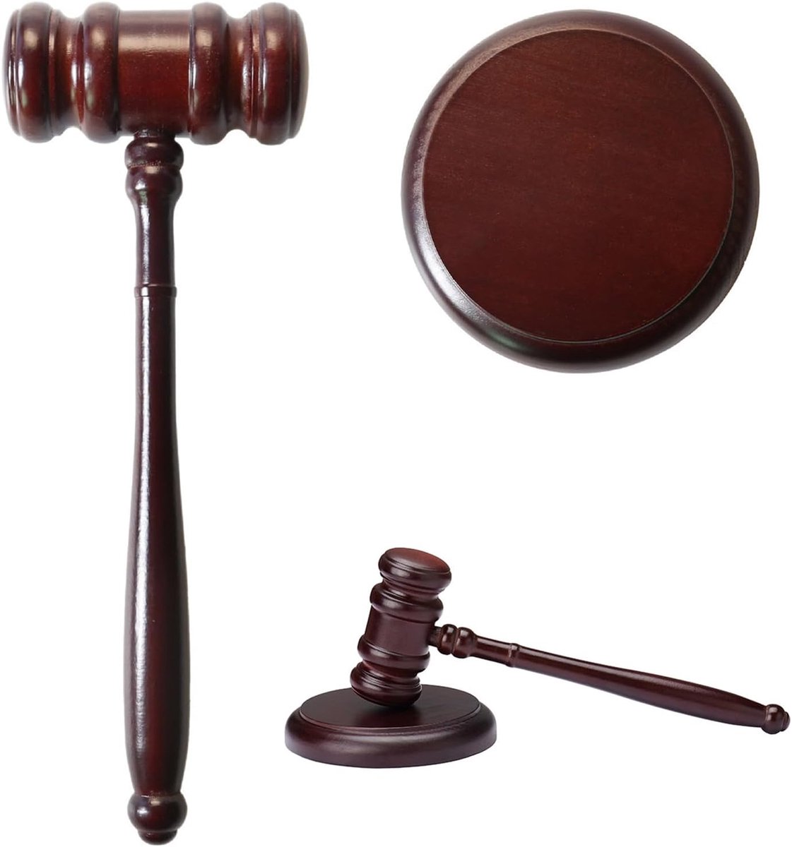 SnelShoppen - Houten Veilinghamer Set, Veilinghamer voor Advocaat en Rechter, Korte Houten Hamer voor Vergaderingen en Bedrijven, Perfect voor Besliss
