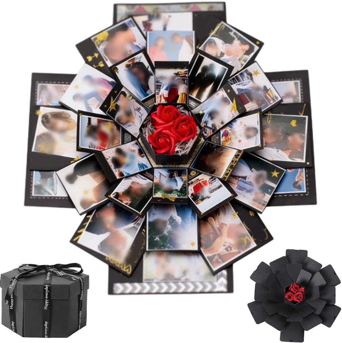 SnelShoppen - Explosionsbox Craft Set - Verrassingsdoos, DIY Fotoalbum, Explosie Box voor Verjaardag, Bruiloft, Valentijn, Jubileum, Kerst - Hoogwaard