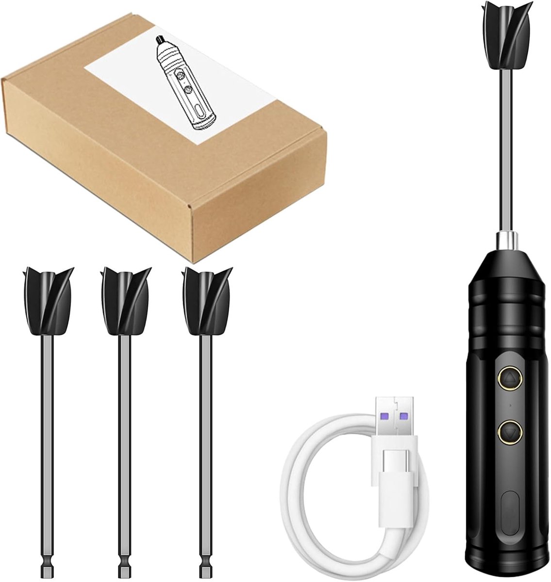 Thijox - Epoxyhars Mixer USB Oplaadbaar - Elektrische Handmixer met 4 Herbruikbare Roerpeddels - Batterij Aangedreven Harsroerder voor Siliconenmix en