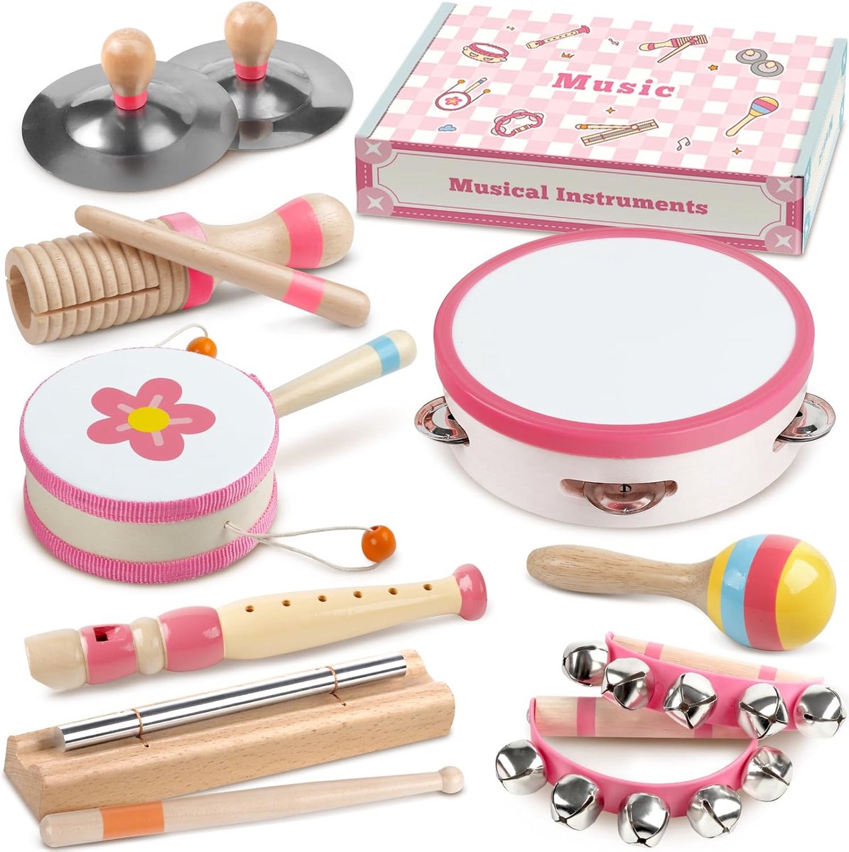 SnelShoppen - Musical Instruments for Babies - Montessori Muzikale Speelgoedset voor Peuters - Houten Percussie Instrumenten - Educatief Speelgoed voo