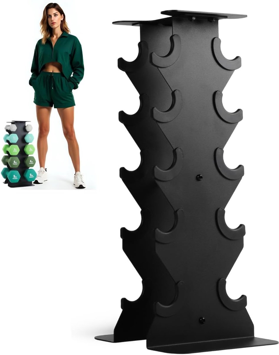 SnelShoppen - 5-Laags Neopreen Dumbbell Rack voor Thuisgym, Verticale Hantelstandaard, Stabiele Houders voor 0.5-7 kg Neopreen Hantels