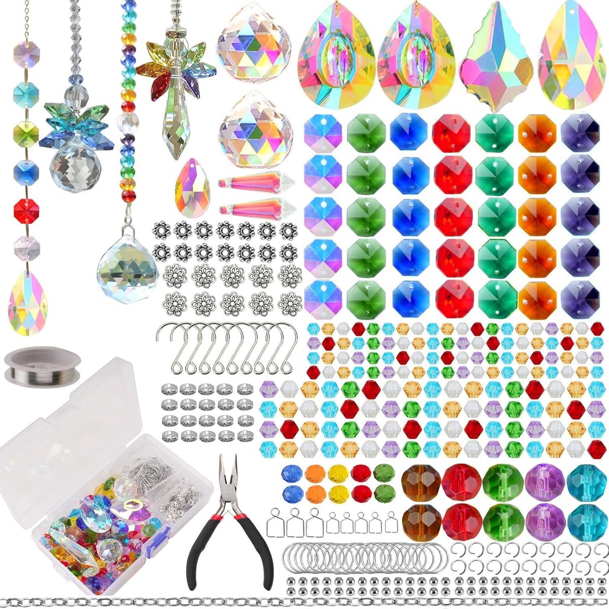 SnelShoppen - DIY Sun Catchers Maakset voor Volwassenen, Kristallen Zonvangers Kit met Kleurrijke Prism Parels voor Raamdecoratie, Binnen, Buiten, Tui