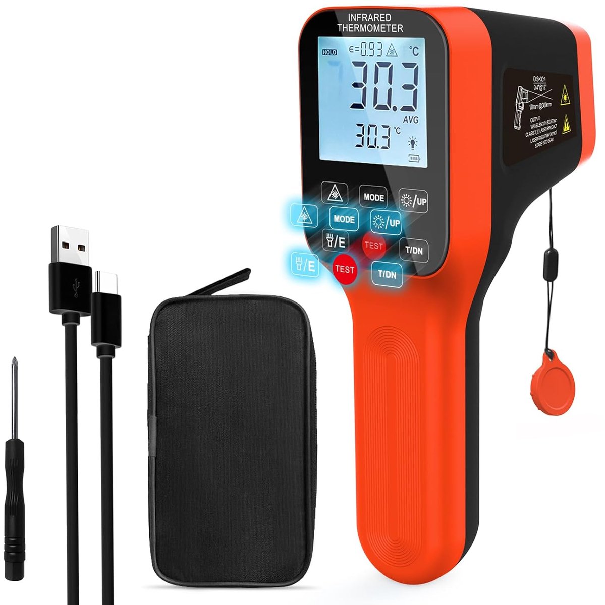 SnelShoppen - Non-Contact Pyrometer - Infrarood Hoge Temperatuur Thermometer -50~1600°C DS 30:1 - Industriële Laser Temperatuurmeter voor Koken, Pizza