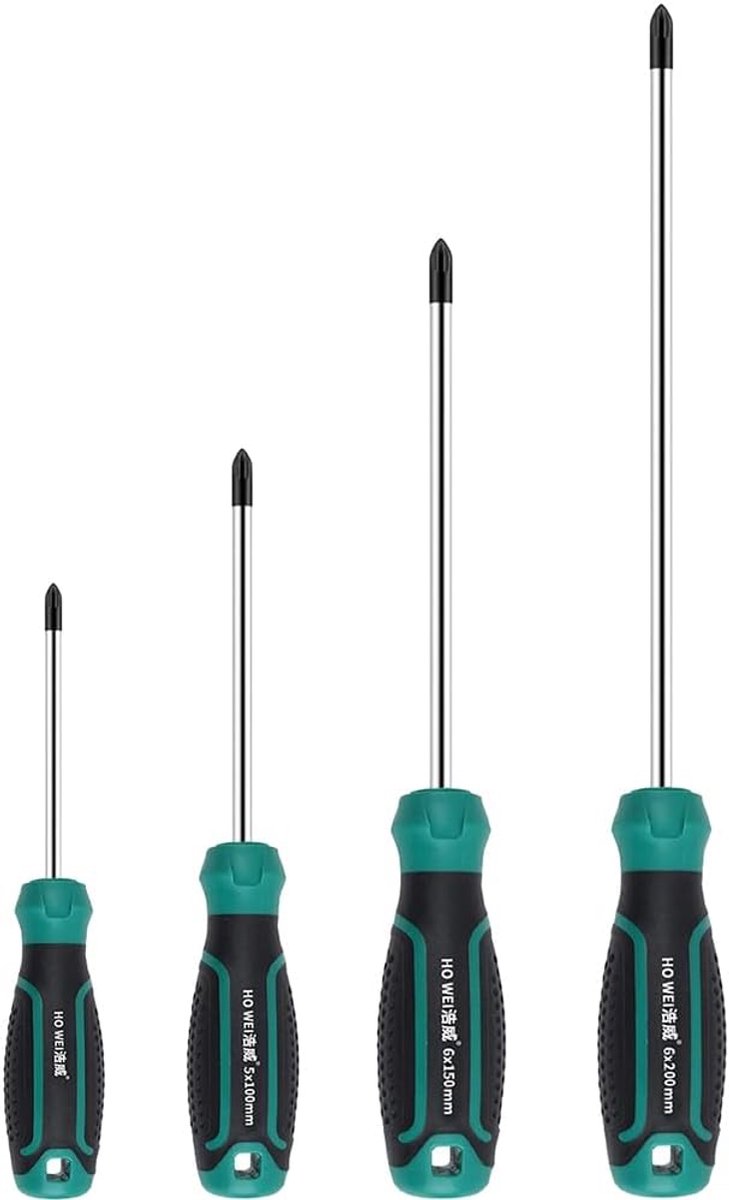 SnelShoppen - 4-delige Kruiskopschroevendraaierset met Magnetische Handgreep, Ergonomische Zachte Grip, Precisieschroevendraaiers PH0, PH1, PH2 voor M