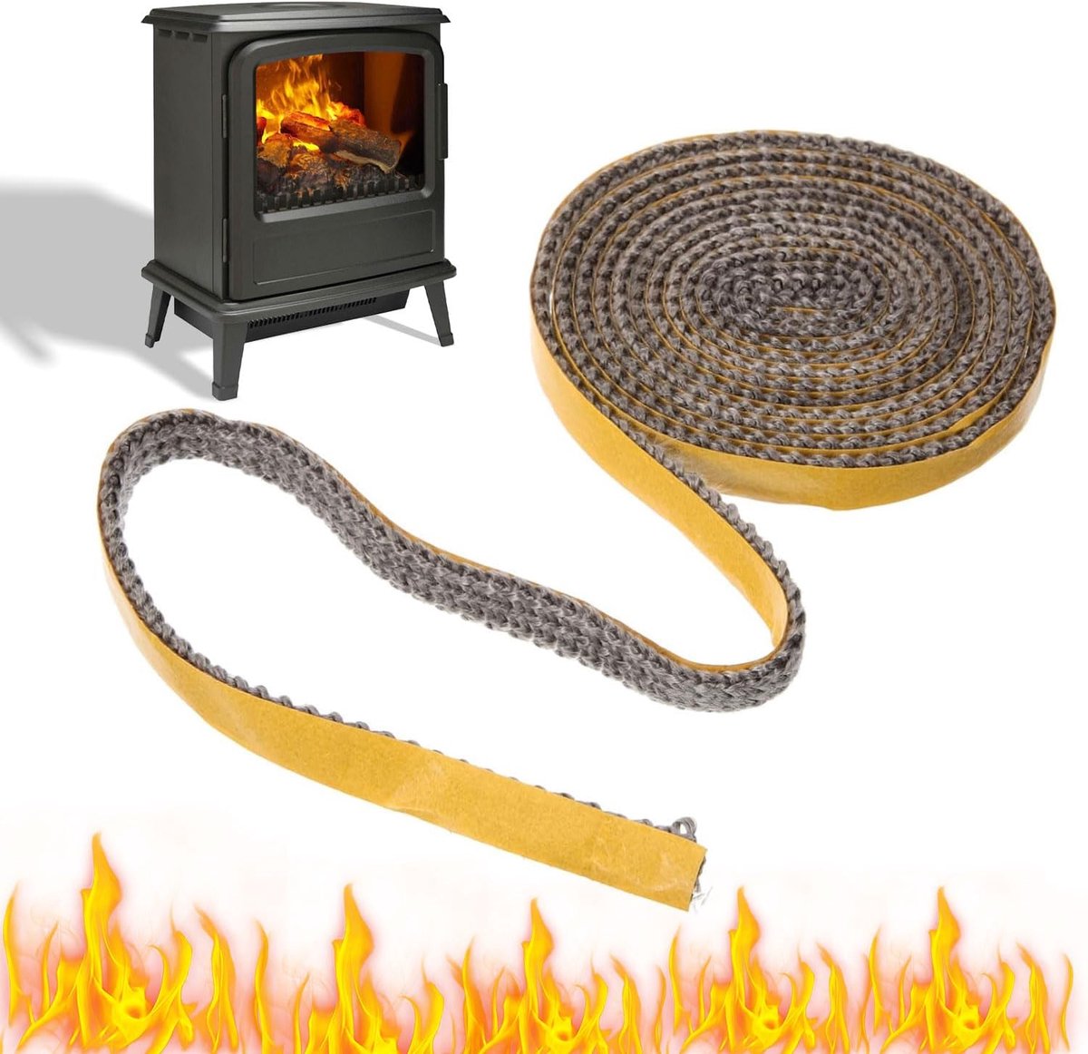 SnelShoppen - Oven Sealing Tape 15 mm x 3 mm x 3 m - Hechtband voor Kachels, Boilers, Industriedrogers en Houtkachels