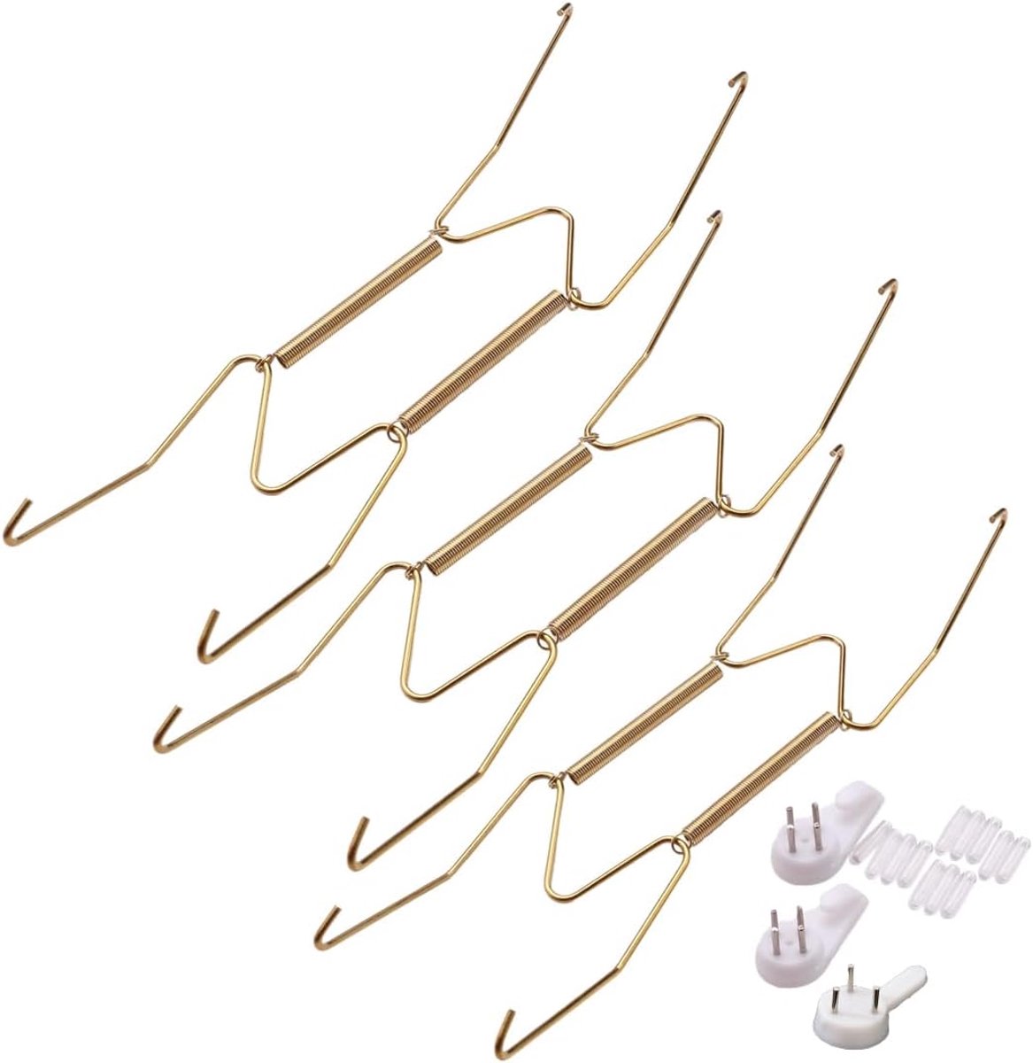 SnelShoppen - Clothes Hangers voor Muurplaten, 12 Transparante Beschermhoezen, 3 Wandhaken van Onzichtbaar Staal, Decoratieve Rondwandborden (6/8/10 I