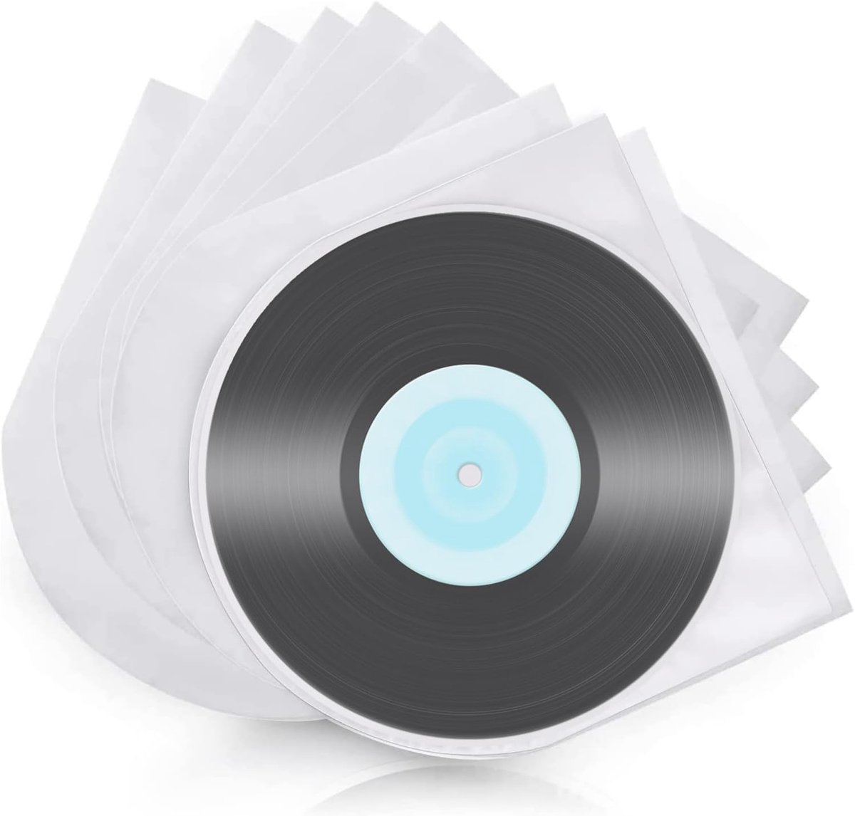 SnelShoppen - 100 Stuks Vinyl Platenhoezen - Transparante Anti-Statistische Binnenhoezen - Beschermend Voor LP's - Stof- en Kr scratchbestendig - Perf