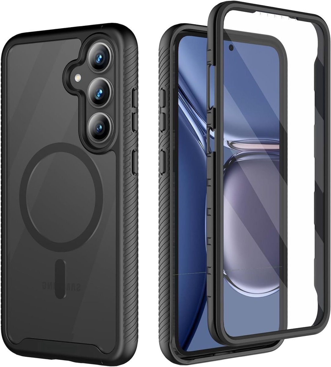 Magnetische Beschermhoes voor Smartphone met MagSafe, 360° Bescherming, Schokbestendig en Transparant met Ingebouwde Screen Protector
