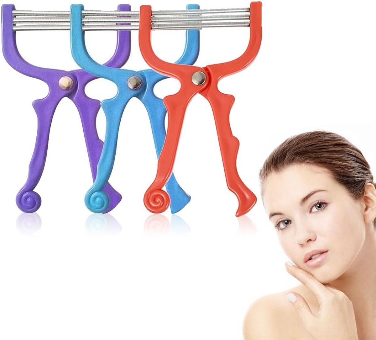 Thijox - 3 Stuks Gezichtshaarverwijderingsgereedschap voor Mannen en Vrouwen, Veerdraad Epilator voor Bovenlip en Wenkbrauwen, Handmatige Pluisverwijd