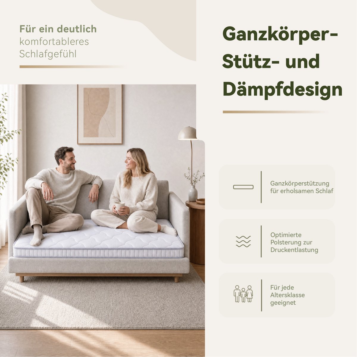 Matras 140x200x10 cm - 7-Zones Pocketveringmatras met Memoryschuim en H3 Hardheid - Drukverlagend en Ademend - Voor Slaapsofa en Opklapbed - Wit