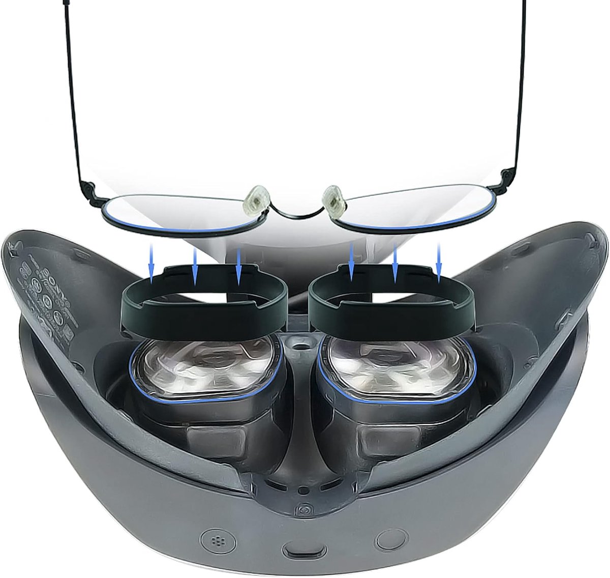 Thijox - Bril Spacer voor PS VR2, VR Lens Protector, Anti Scratch Pad, Voorkom Bijziendheid, Zwart, Inclusief Brillenkoker en Brillendoek