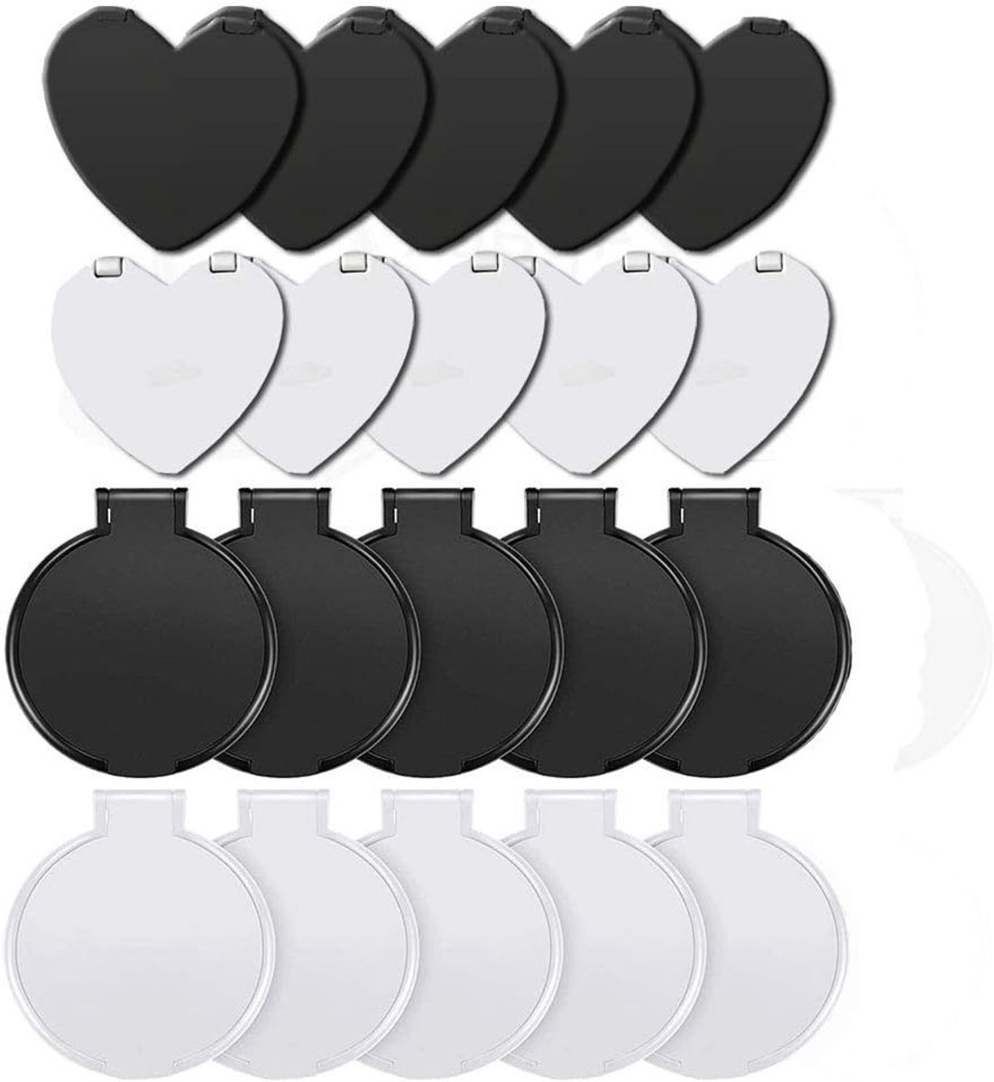 Vouwbare compacte spiegels, 20 stuks mini zakspiegels dubbelzijdig, ideaal voor handtassen, portemonnees en mobiel gebruik, zwart en wit