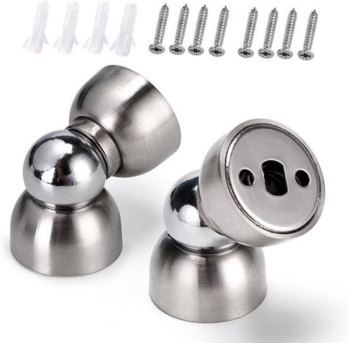 Set van 2 RVS Deurhouders - Mini Magnetische Deurstoppers voor Muurbevestiging - Duurzaam en Elegant Ontwerp