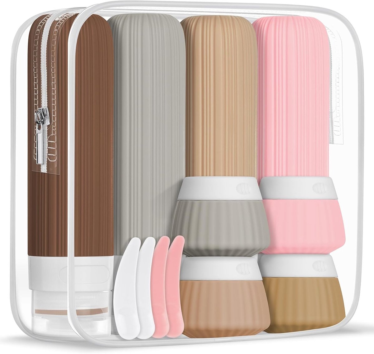 Thijox - 8 Stuks Silicone Reisflessen Set - Navulbare, Lekvrije Reiscontainers voor Shampoo en Lotion - Draagbare Travel Bottles met Labels - Perfect