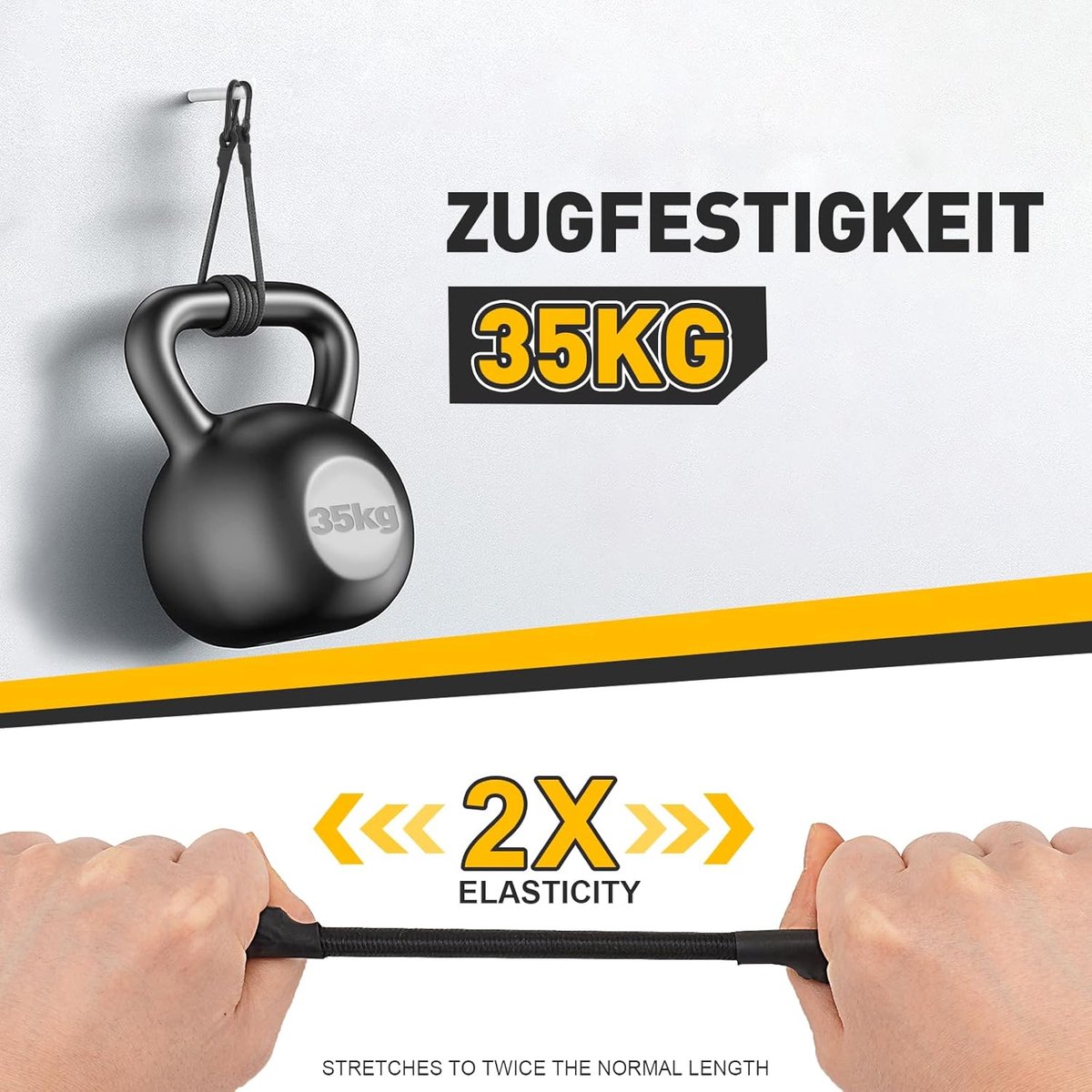 SnelShoppen - Tension Rubber met Carabiner, 150 cm Expander, 4-Piece Bagage Tensioner, Hoog Elastisch Latex Rubber met Haken voor Bagage, Fietszeil, T