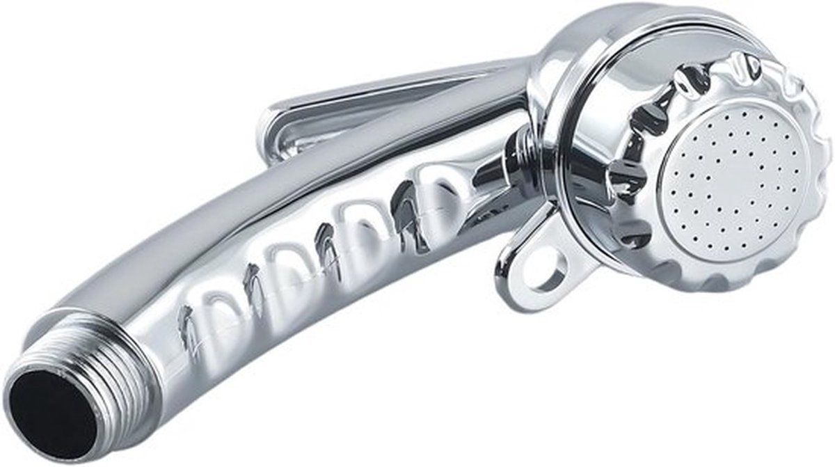 Handdouchekop 14,5 cm lengte met drukknop en waterbesparende functie voor boot, camping en