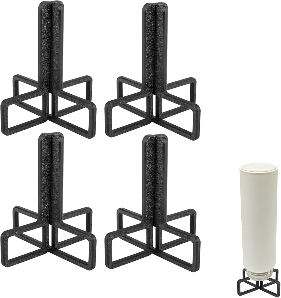 SnelShoppen - Set van 4 Opvouwbare Flessen Droogrekken Zwart voor Flessen en Glazen met een Halsdiameter Boven 2,5 cm, Ideaal voor Keuken en Feesten