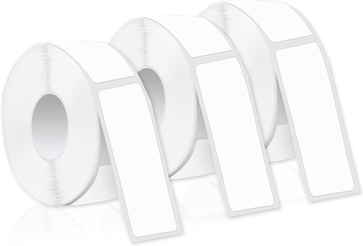 SnelShoppen - 3 Rollen Etiketten Tape 480 Stuks Zelfklevend Waterdicht Thermisch Wit voor Thuis en Kantoor, 12x40mm