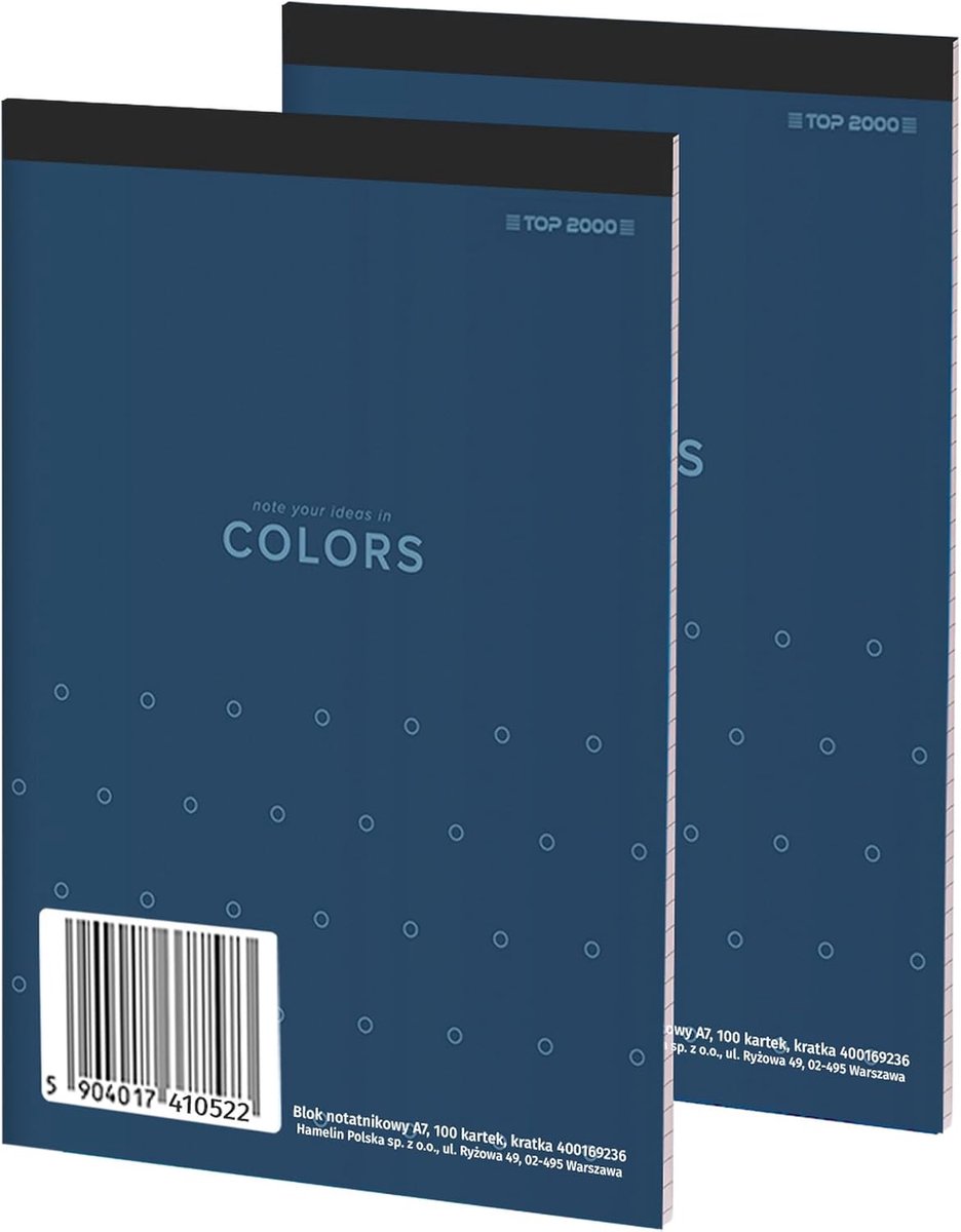 SnelShoppen - TOP 2000 A7 Notitieboek 100 Vellen Geruit - Blauw Softcover - Microperforatie - Ideaal voor School, Kantoor, Notities en Creatief Gebrui