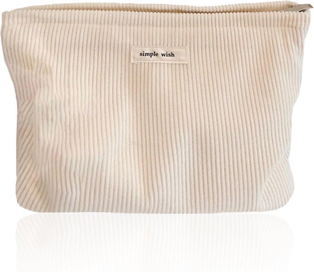 SnelShoppen - Toilettas voor Vrouwen Reistas School Art Tas Corduroy Make-up Tas voor School Reizen Zaken Reizen Winkelen Wandelen Wit Kleur Effen