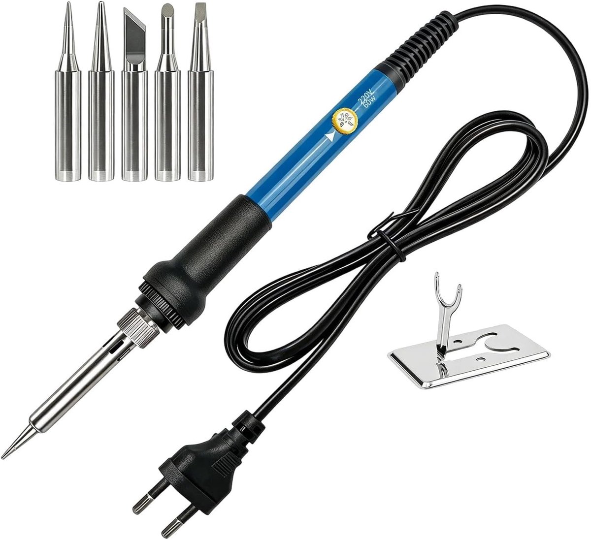 SnelShoppen - Soldering Iron Set 100W, Soldering Station met LCD Display, Temperatuur Instelbaar van 180-500 °C, Snelle Verhitting, 5 Soldering Tips,