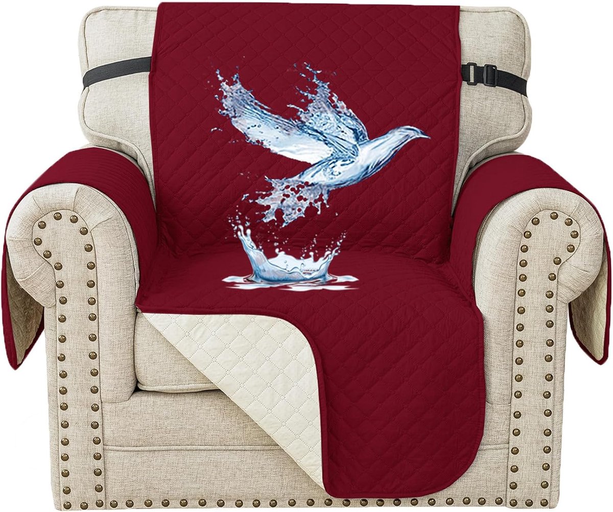 SnelShoppen - Universele Sofa Cover 1 Zits, Katten en Honden Bescherming, Comfortabel en Duurzaam, Slipcover met Zakjes, Burgondisch, Ideaal voor Huiz