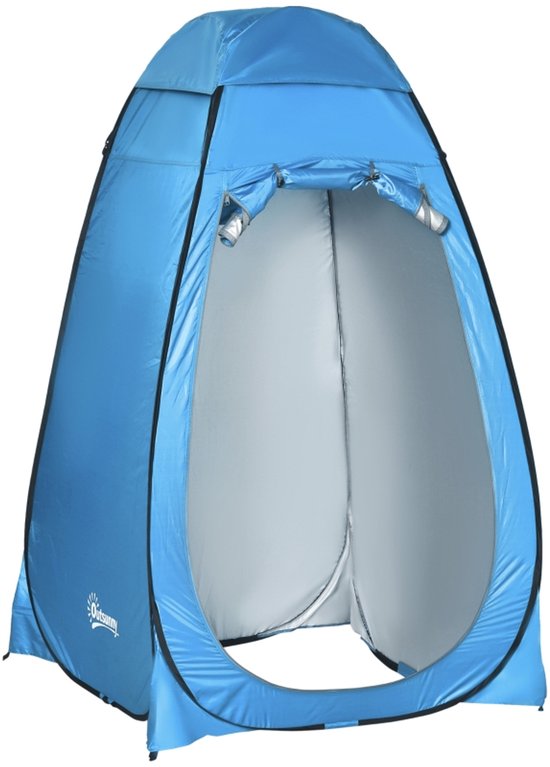 FloraGrace Pop-Up Tent Voor Een Persoon - 120 x 120 x 190 Cm - Polyester - Blauw - Mobiele Douchentent En Omkleedtent Voor Camping En Strand — afbeelding 2