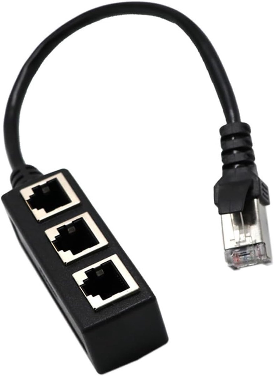 SnelShoppen - RJ45 Ethernet Splitter Kabel 1 naar 3 Poorten, Ethernet Switch Adapter voor Cat5/5e/6/7/8 Kabel, Hoogwaardige Gold-Plated Core, Milieuvr