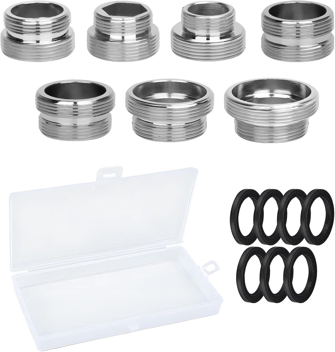 SnelShoppen - 7 Pcs Kraan Adapter Set M18 M22 Draad Adapters voor Keuken Aerator, Tuinslang, Waterfilter en Standaard Aansluitingen, Universele Compat