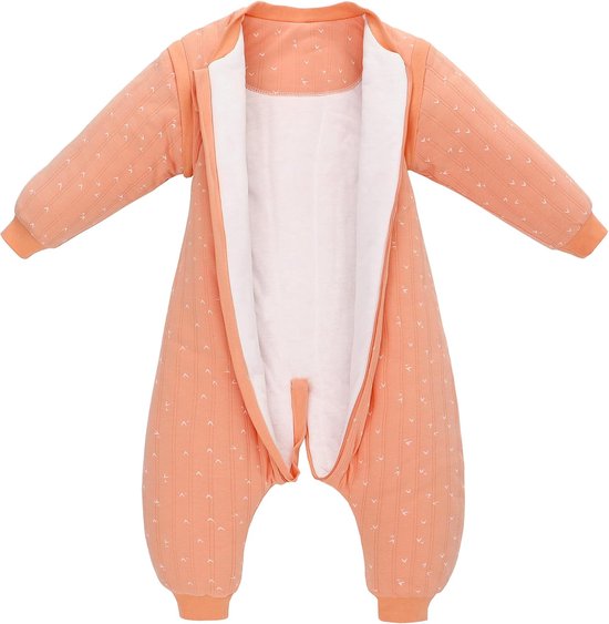 Winter Babyslaapzak 2,5 TOG met Voeten en Afneembare Mouwen van Biologisch Katoen voor Baby's en Peuters - Oranje, M — afbeelding 2