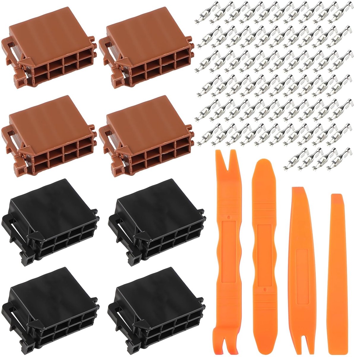 SnelShoppen - 8pcs 8 PIN Car Radio Plug Terminals met 64 ISO Plug Car Radio Pin, Universele Adapter, Auto Radio Accessoires, Reparatie, Montage Kit, Z